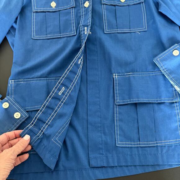 Leisure Jacket 70sVintage Activa Blue Sz 12 plaid contrast ( missing buttons) - Picture 3 of 14